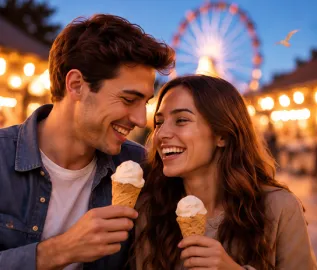 New couple enjoying a fun first-date style outing