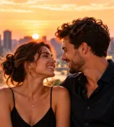 Romantic skyline at sunset