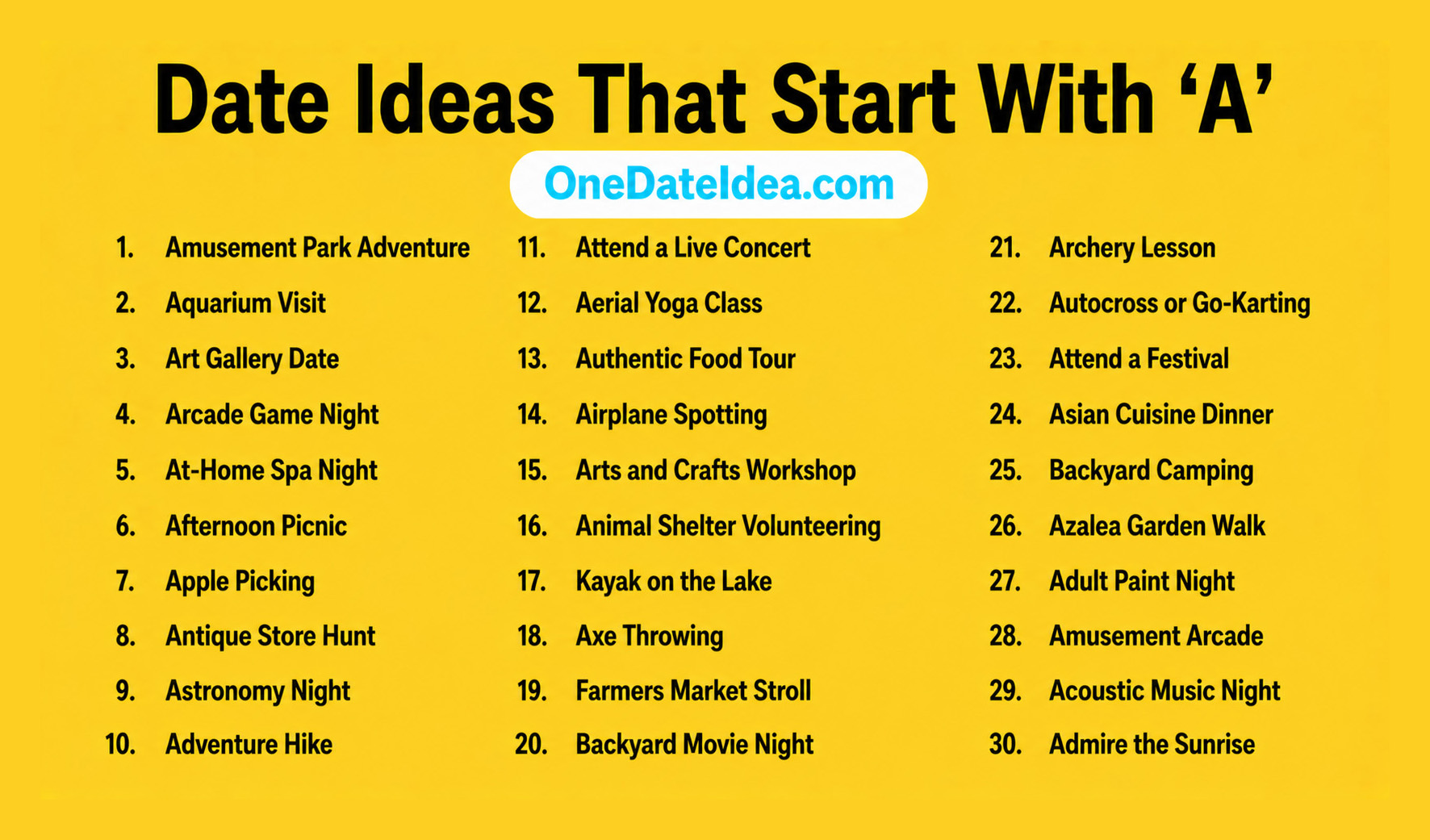 Date Ideas That Start With A