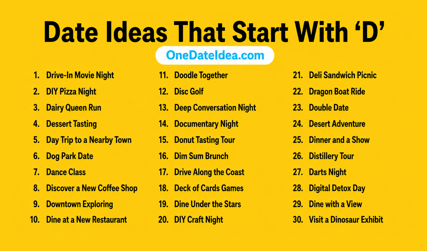 Date Ideas Starting with D