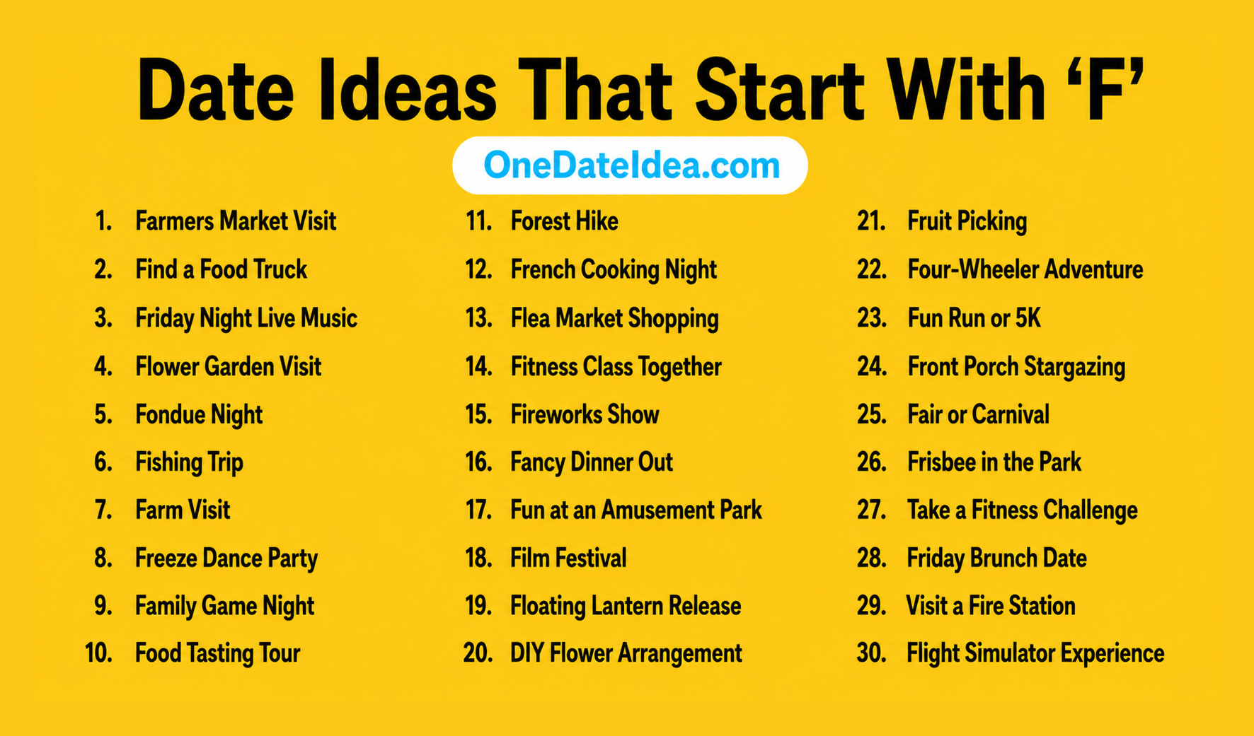 Date Ideas Starting with F