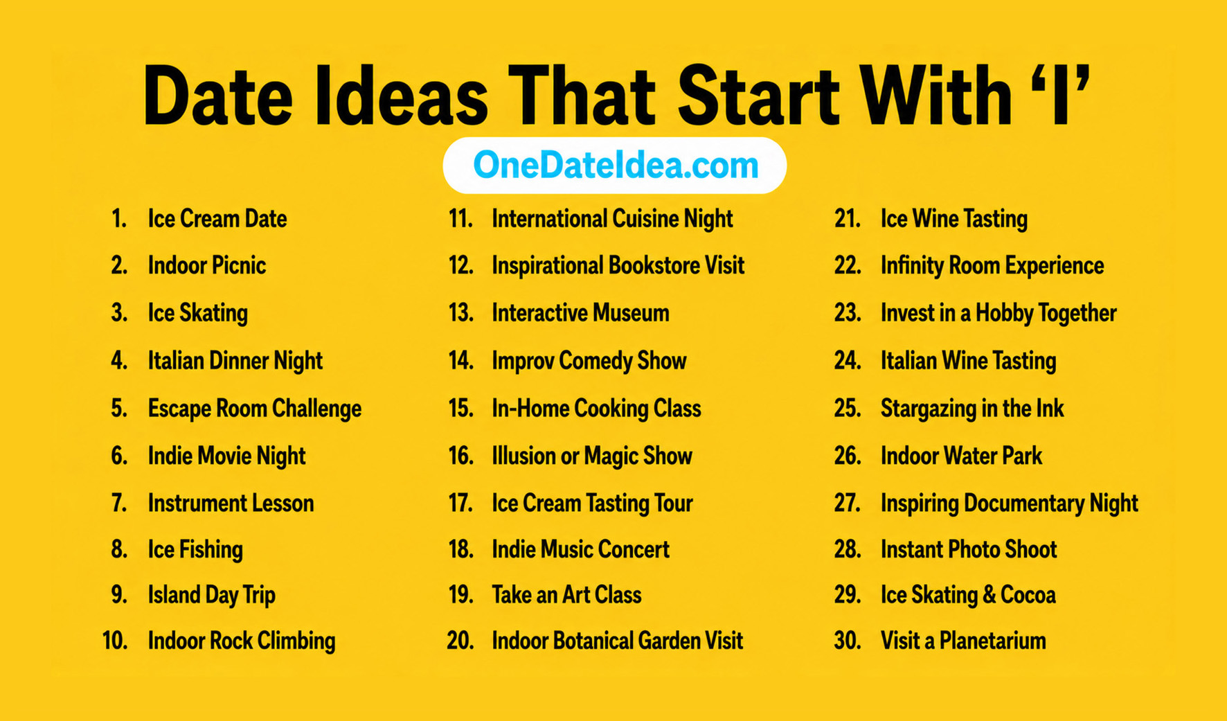 Date Ideas Starting with I