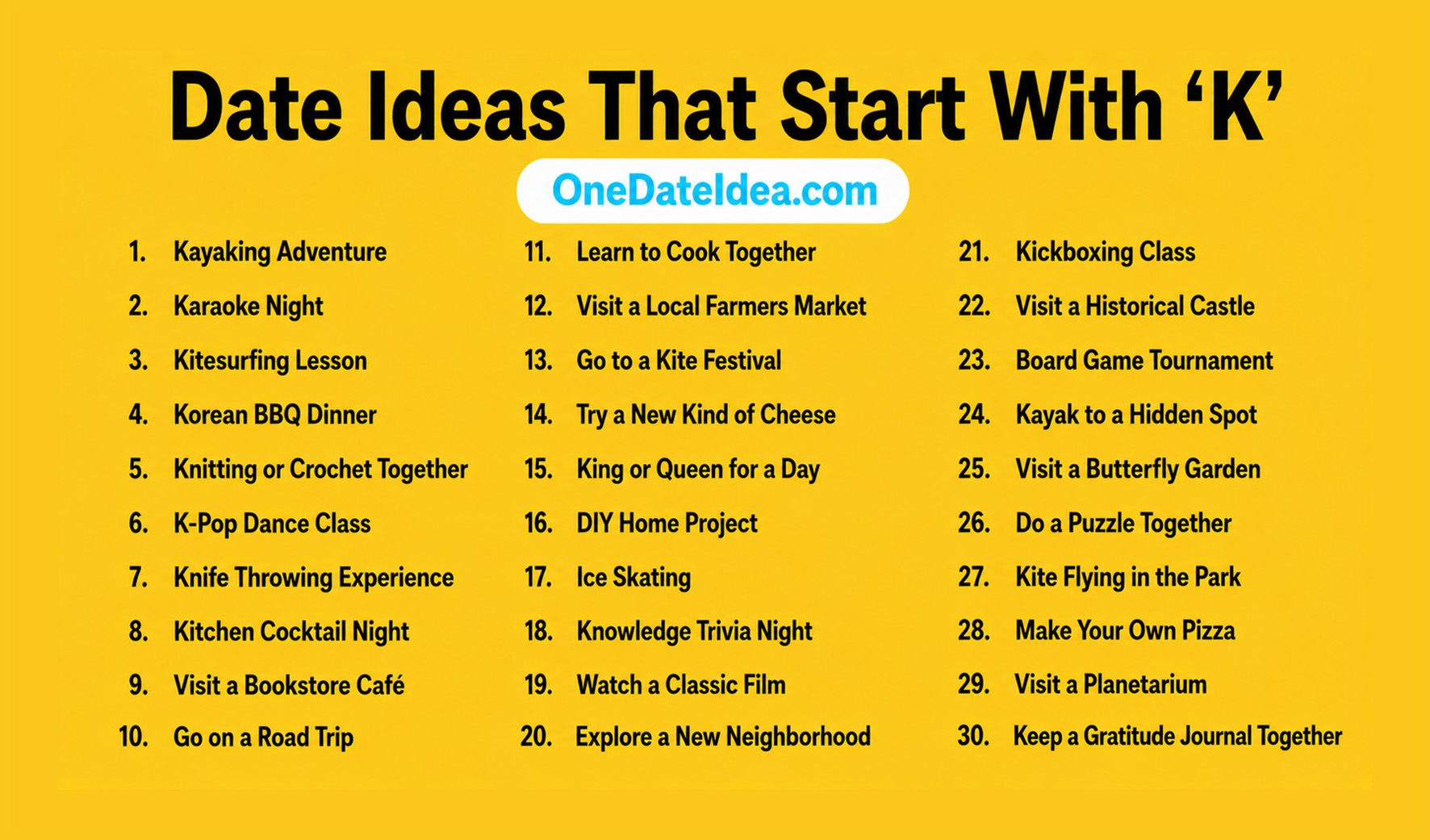 Date Ideas Starting with K