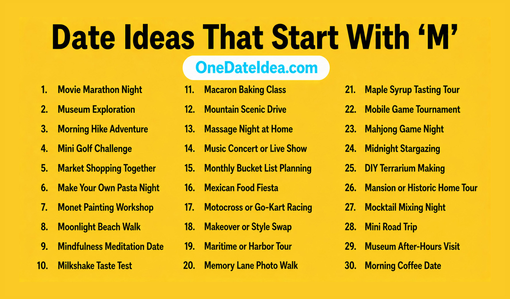 Date Ideas Starting with M