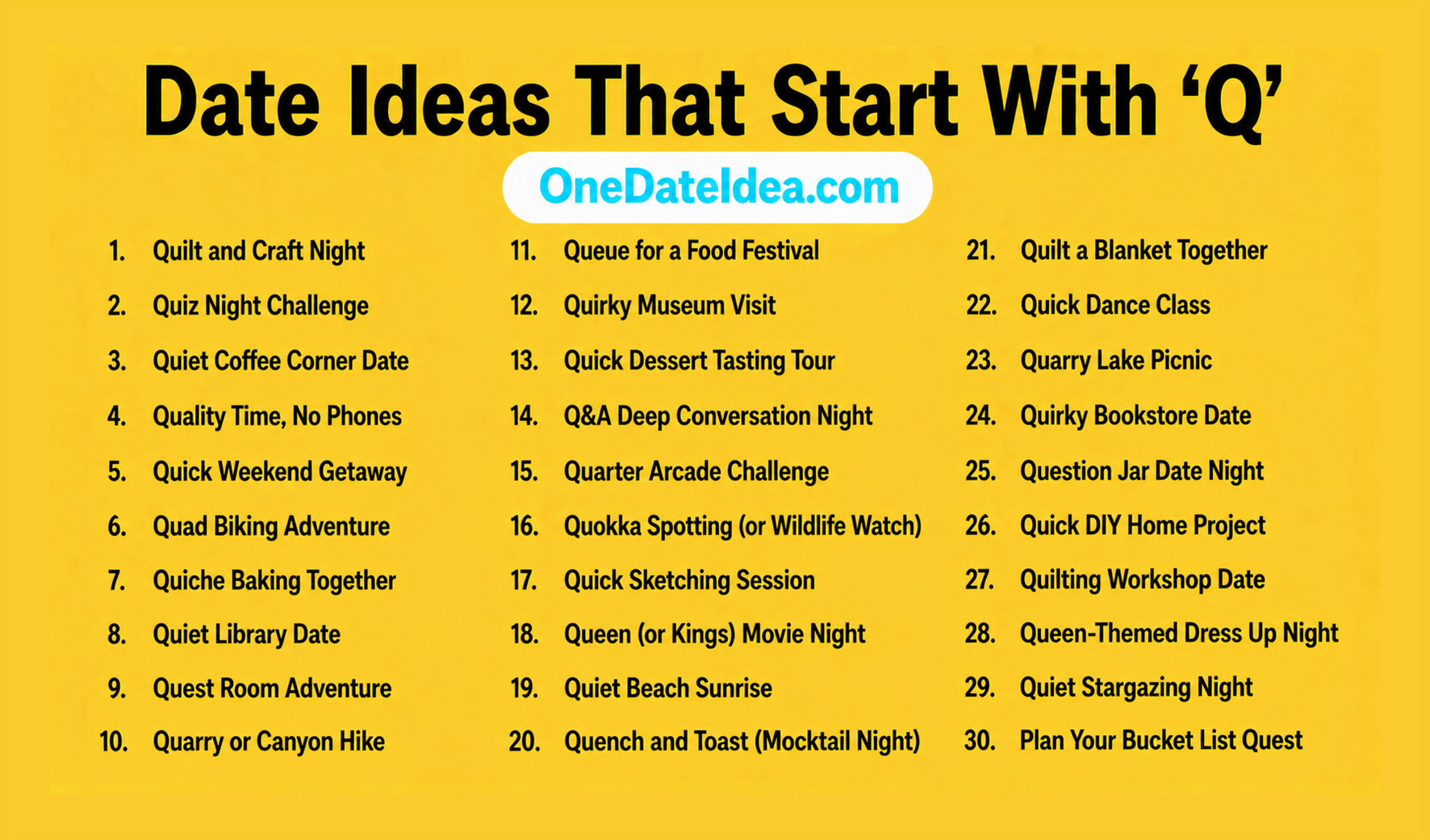 Date Ideas Starting with Q