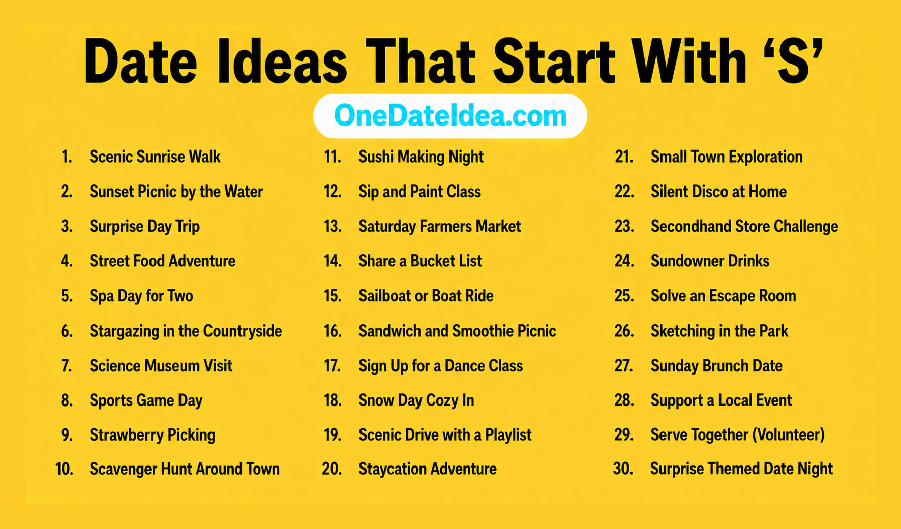 Date Ideas Starting with S