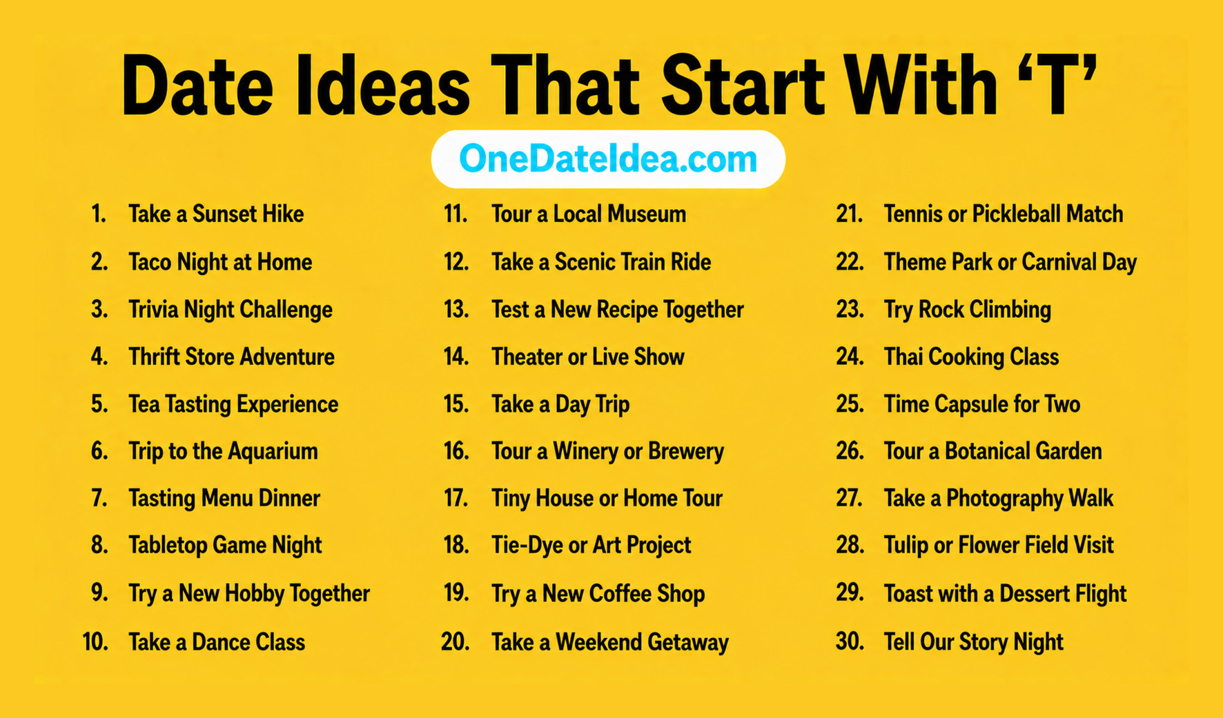 Date Ideas Starting with T