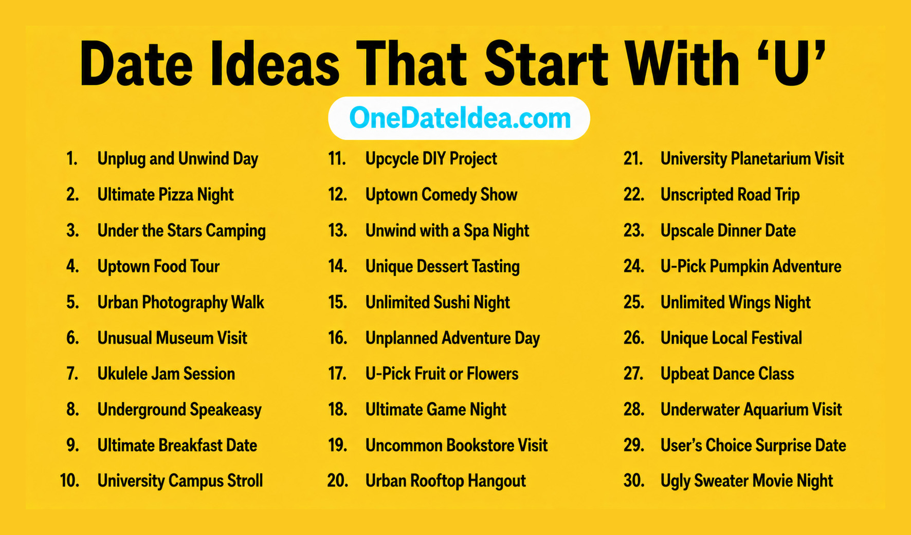 Date Ideas Starting with U