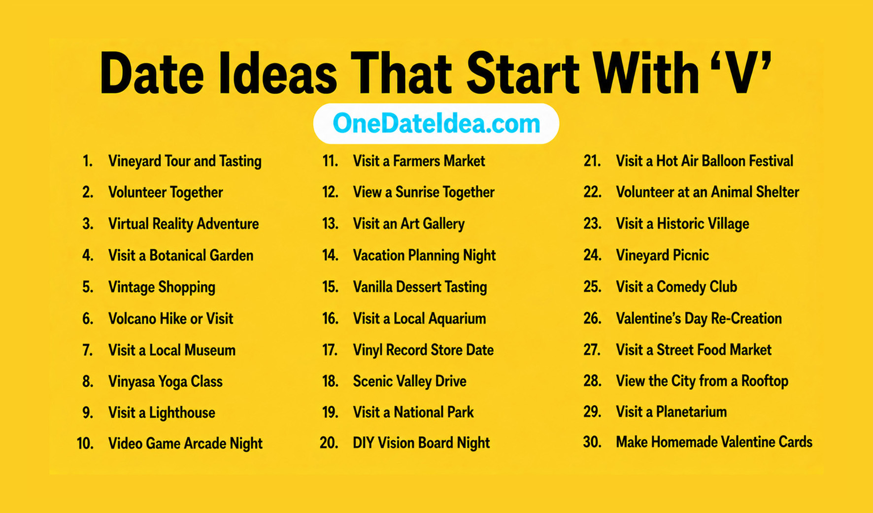 Date Ideas Starting with V