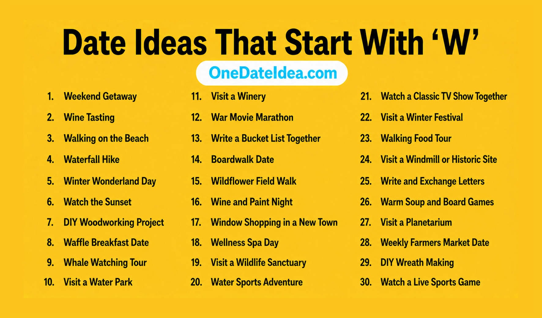 Date Ideas Starting with W