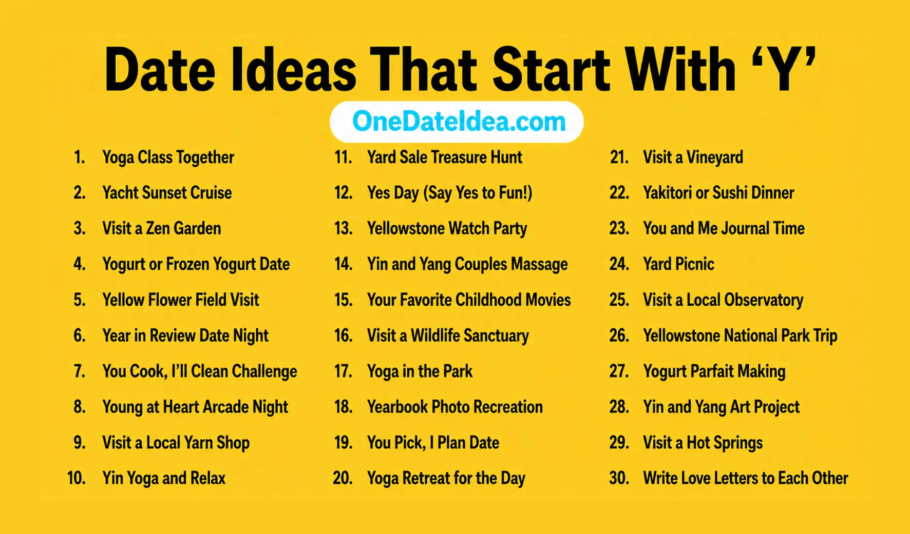 Date Ideas Starting with Y