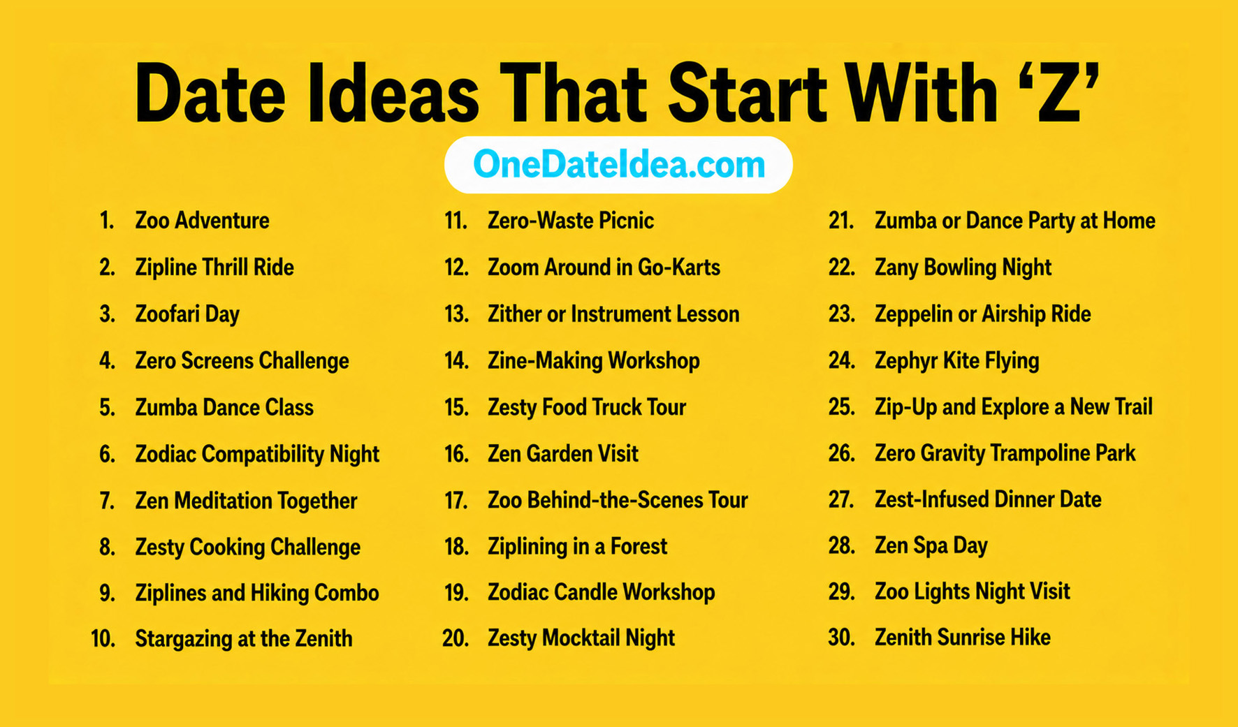 Date Ideas Starting with Z