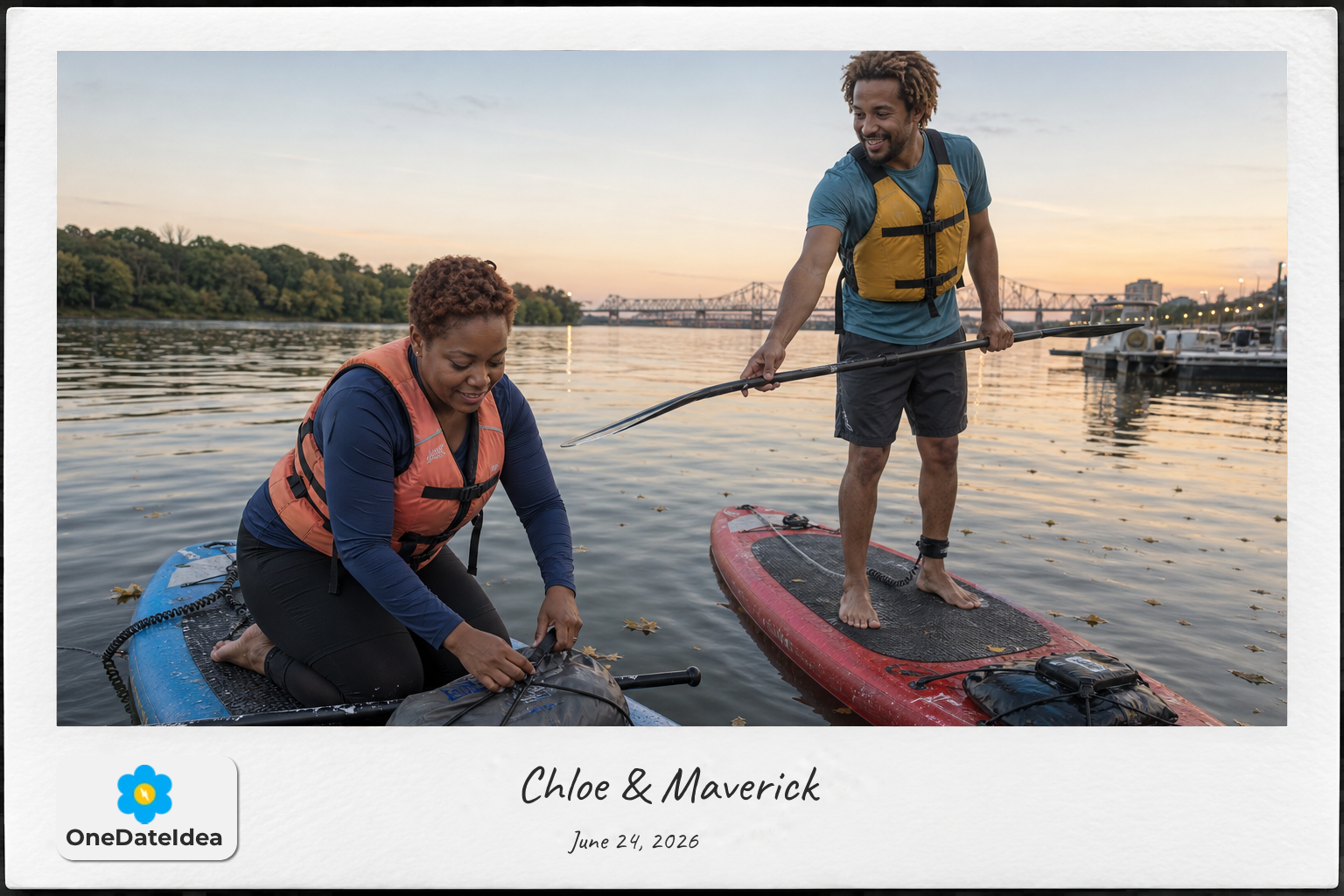 Sunset Paddleboarding on the Mississippi date idea