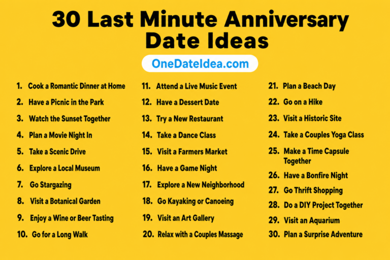 10 Last Minute Anniversary Date Ideas: Create Memorable Moments in a Hurry