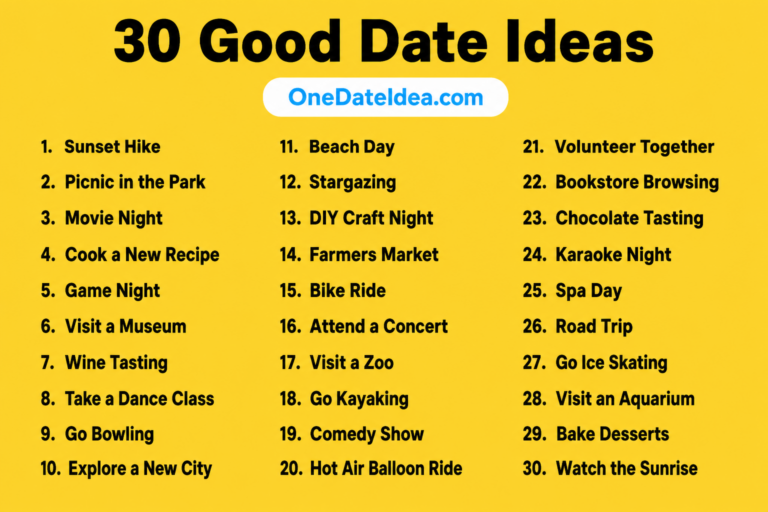 20 Good Date Ideas for Happy Times Together. Love and Laughter.