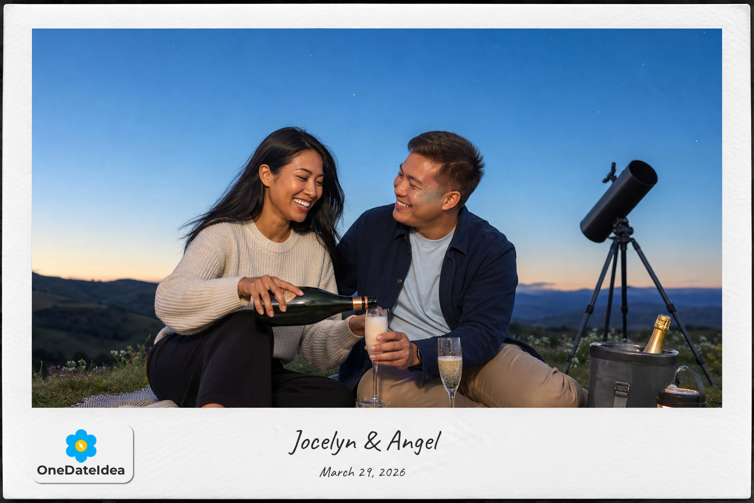 Champagne and Stargazing Picnic date idea