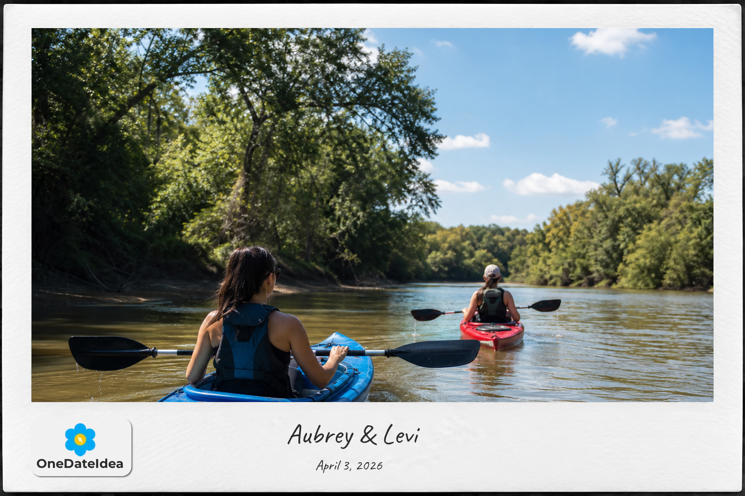 Kayaking on the Brazos River date idea