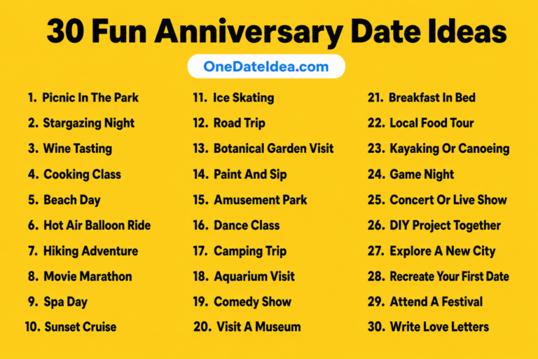 Top 30 Fun Anniversary Date Ideas for Every Season. Celebrating Love.